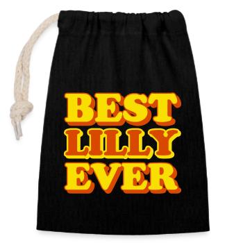Funny gift with the first name Lilly - Closable cotton gift bag (14x20cm) - black - Front