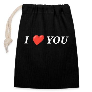 I Love You - Verschließbarer Geschenkbeutel aus Baumwolle (14x20cm) - Schwarz - Vorne