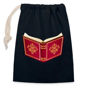 Livre rouge ouvert pour le Père Noël et Noël - Sac cadeau en coton avec cordon (14 x 20 cm) - bleu marine - Devant