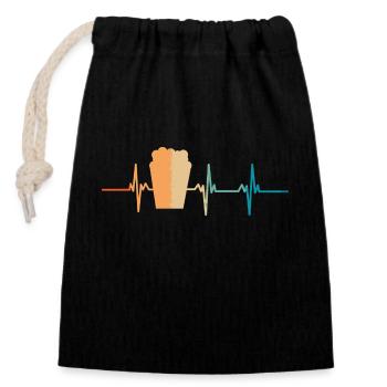 Popcorn heartbeat - Closable cotton gift bag (14x20cm) - black - Front