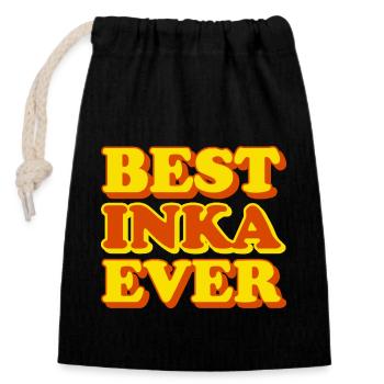 Inca First Name Funny Gift - Closable cotton gift bag (14x20cm) - black - Front