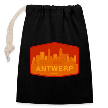 Orange chaud de la Skyline d’Anvers - Sac cadeau en coton avec cordon (14 x 20 cm) - noir - Devant