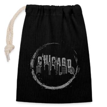 Chicago City Skyline - Closable cotton gift bag (14x20cm) - black - Front