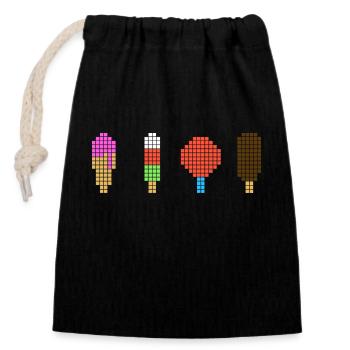 Pixel Eis - Retro Eiscreme - Verschließbarer Geschenkbeutel aus Baumwolle (14x20cm) - Schwarz - Vorne