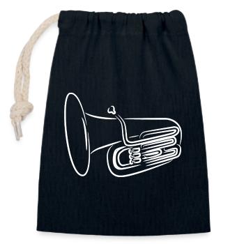 Tuba Sketch - Closable cotton gift bag (14x20cm) - navy - Front