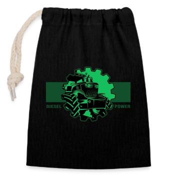 tractor, farmer, farmer, farm harvest time - Closable cotton gift bag (14x20cm) - black - Front