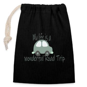 Voiture & Voyage - Sac cadeau en coton avec cordon (14 x 20 cm) - noir - Devant