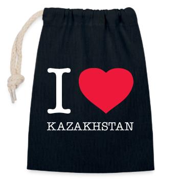 J’AIME LE KAZAKHSTAN Kasachstan - Sac cadeau en coton avec cordon (14 x 20 cm) - bleu marine - Devant