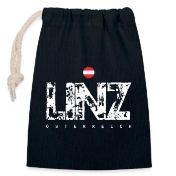 Linz Distressed City Text - Closable cotton gift bag (14x20cm) - navy - Front