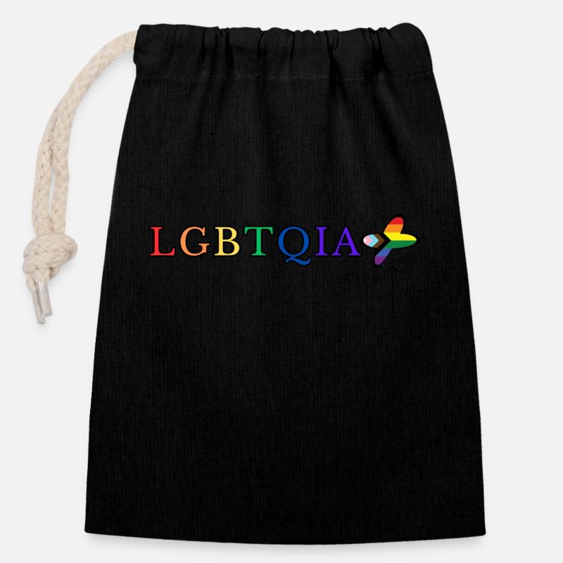 LGBTQIA+ - Closable cotton gift bag (14x20cm) - black