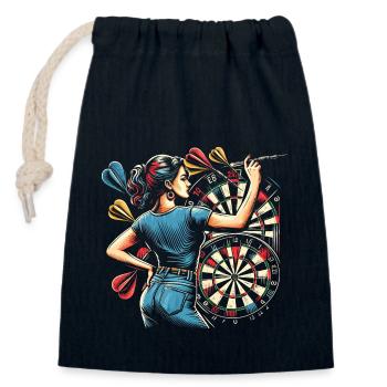 Dart jouant dames - cadeau Cool - Sac cadeau en coton avec cordon (14 x 20 cm) - bleu marine - Devant
