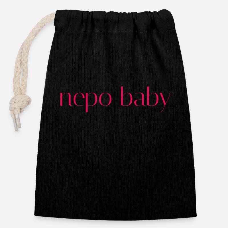 Nepo Bébé - Sac cadeau en coton avec cordon (14 x 20 cm) - noir