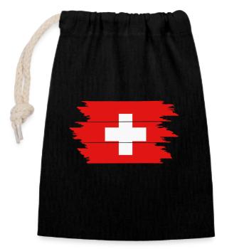 Schweiz - Verschließbarer Geschenkbeutel aus Baumwolle (14x20cm) - Schwarz - Vorne