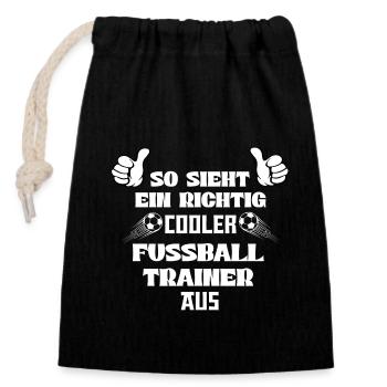 So sieht ein richtig cooler Fussball Trainer aus - Verschließbarer Geschenkbeutel aus Baumwolle (14x20cm) - Schwarz - Vorne