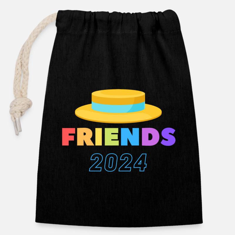 Festival du Chapeau de Paille - Sac cadeau en coton avec cordon (14 x 20 cm) - noir