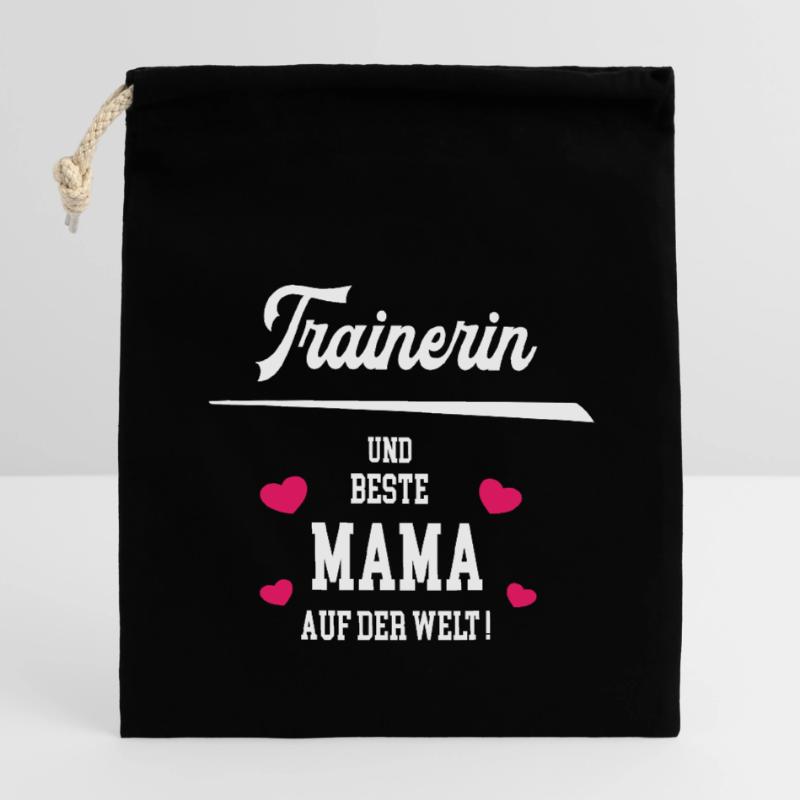Trainerin Beste Mama Mutter Muttertag Geburtstag Verschließbarer Geschenkbeutel aus Baumwolle (14x20cm)