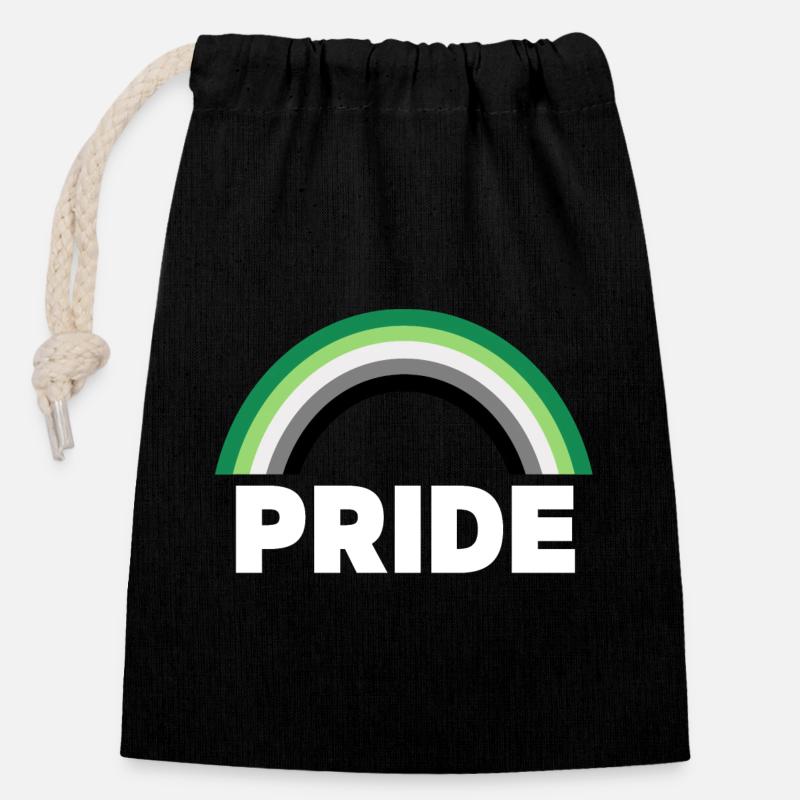 Aromantic Pride - Closable cotton gift bag (14x20cm) - black