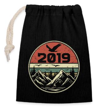 Vintage 2019 Classique 2019 rétro 2019 Cadeau 2019 - Sac cadeau en coton avec cordon (14 x 20 cm) - noir - Devant