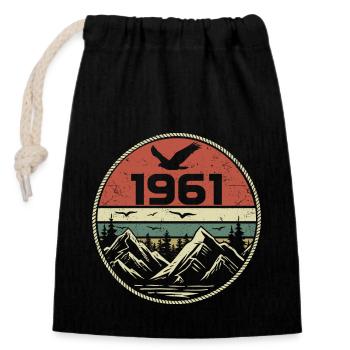 Vintage 1961 Classique 1961 rétro 1961 Cadeau 1961 - Sac cadeau en coton avec cordon (14 x 20 cm) - noir - Devant