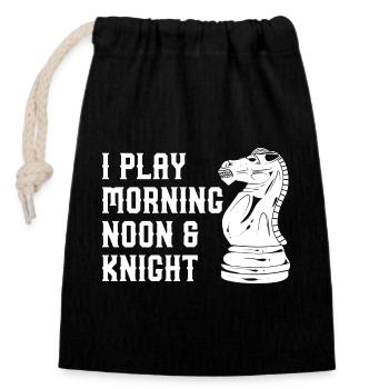 I Play Morning Noon & Knight - Verschließbarer Geschenkbeutel aus Baumwolle (14x20cm) - Schwarz - Vorne
