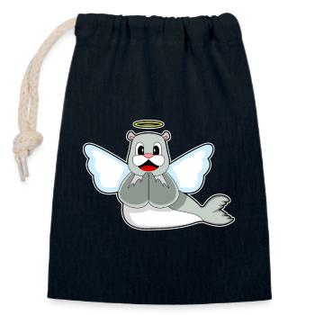 Ailes d’Ange des Phoques - Sac cadeau en coton avec cordon (14 x 20 cm) - bleu marine - Devant