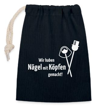 Wir Haben Nägel Mit Köpfen Gemacht! Hochzeit White - Verschließbarer Geschenkbeutel aus Baumwolle (14x20cm) - Navy - Vorne
