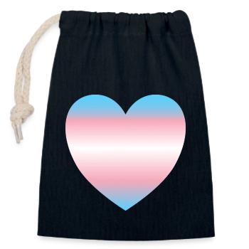 Subtle Transgender Pride heart - Closable cotton gift bag (14x20cm) - navy - Front