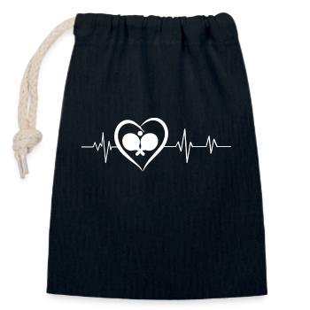 Heartbeat Ping Pong - Closable cotton gift bag (14x20cm) - navy - Front