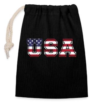 Les États-Unis aux couleurs du drapeau américain drapeau - Sac cadeau en coton avec cordon (14 x 20 cm) - noir - Devant