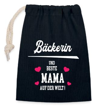 Bäckerin Beste Mama Geburtstag Konditorin Mutter - Verschließbarer Geschenkbeutel aus Baumwolle (14x20cm) - Navy - Vorne