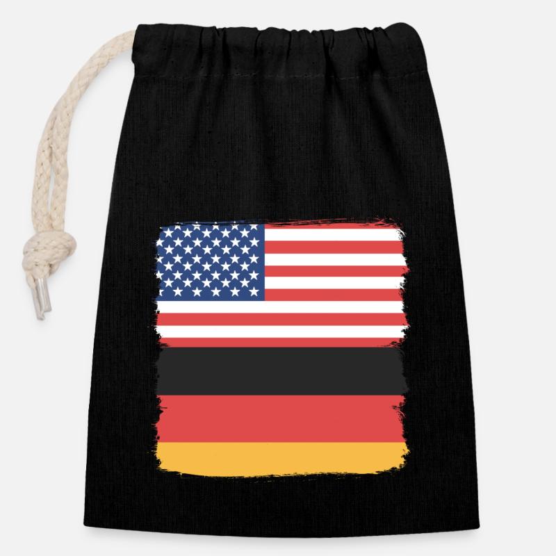 Deutschland - Verschließbarer Geschenkbeutel aus Baumwolle (14x20cm) - Schwarz