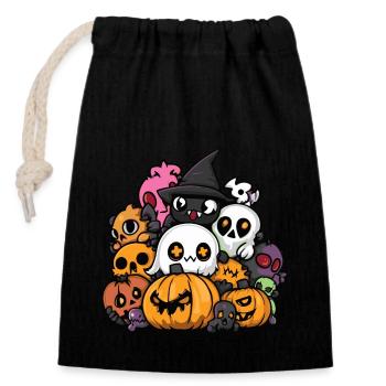 Halloween Party Figuren - Verschließbarer Geschenkbeutel aus Baumwolle (14x20cm) - Schwarz - Vorne