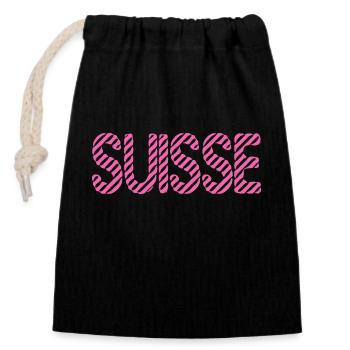 SCHWEIZ. LAND. GENF. HUMOR. FLAGGE. GENF - Verschließbarer Geschenkbeutel aus Baumwolle (14x20cm) - Schwarz - Vorne