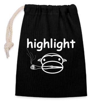 Souligner - Sac cadeau en coton avec cordon (14 x 20 cm) - noir - Devant