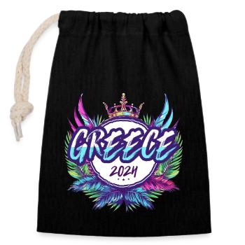 Grèce 2024 Coloré - Sac cadeau en coton avec cordon (14 x 20 cm) - noir - Devant