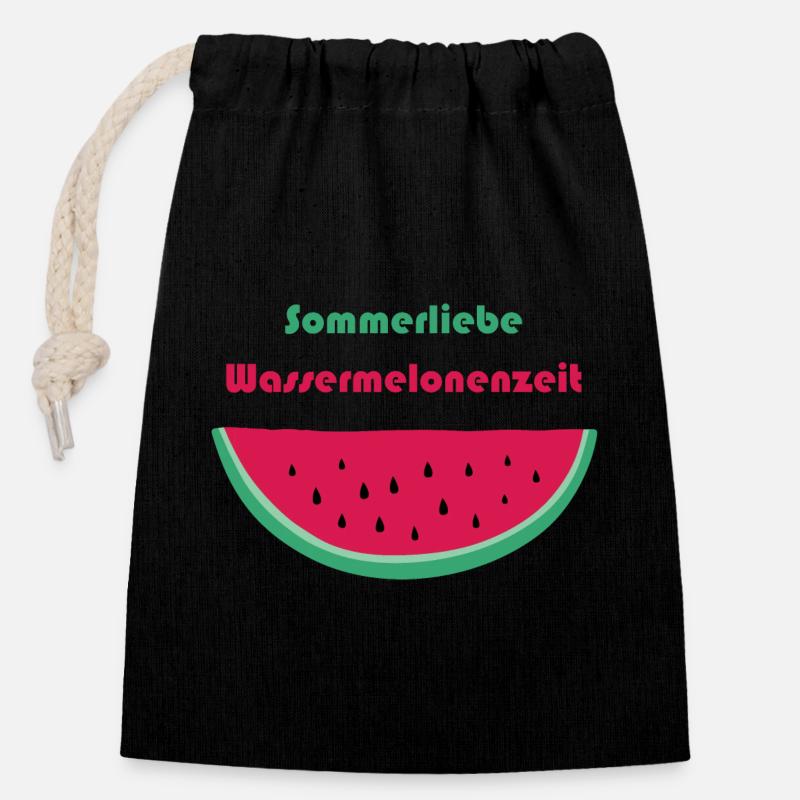 Sommerliebe Wassermelonenzeit - Verschließbarer Geschenkbeutel aus Baumwolle (14x20cm) - Schwarz