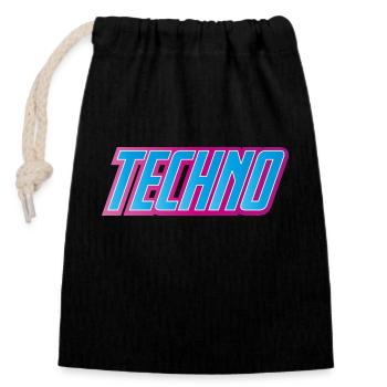 Techno Festival - Closable cotton gift bag (14x20cm) - black - Front