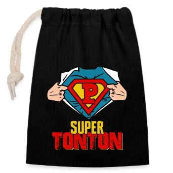Super Tonton Cadeau Meilleure père monde Vintage - Sac cadeau en coton avec cordon (14 x 20 cm) - noir - Devant
