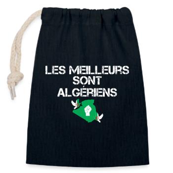 Les meilleurs sont Algériens - Sac cadeau en coton avec cordon (14 x 20 cm) - bleu marine - Devant