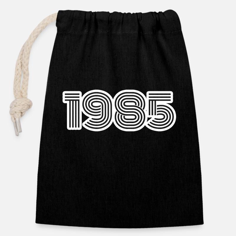 1985 - Sac cadeau en coton avec cordon (14 x 20 cm) - noir