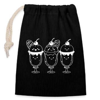 Eisbecher Comic Look - Verschließbarer Geschenkbeutel aus Baumwolle (14x20cm) - Schwarz - Vorne