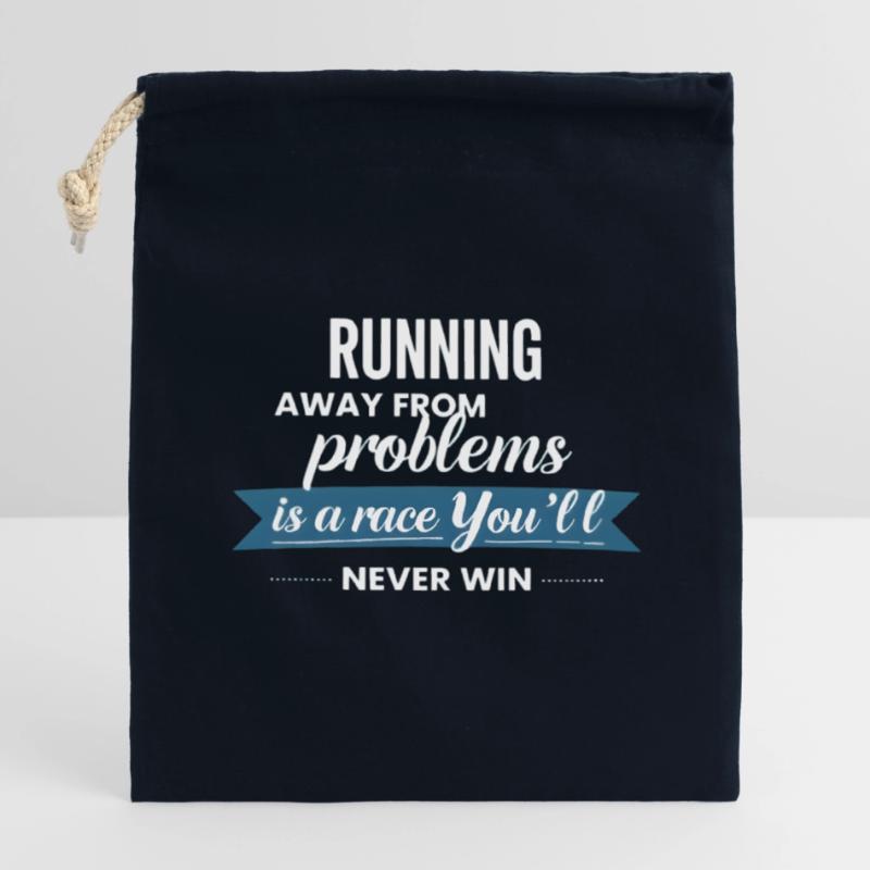 Fleeing from problems is not a solution Closable cotton gift bag (14x20cm)