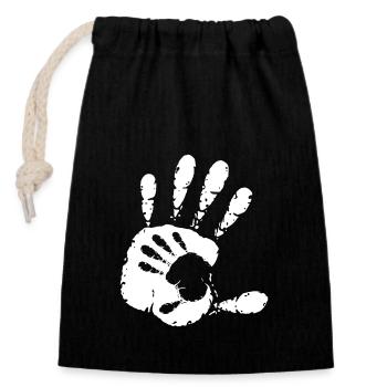 MAINS - BLANC - Sac cadeau en coton avec cordon (14 x 20 cm) - noir - Devant
