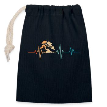 Battement de cœur bonsaï - idée cadeau - Sac cadeau en coton avec cordon (14 x 20 cm) - bleu marine - Devant