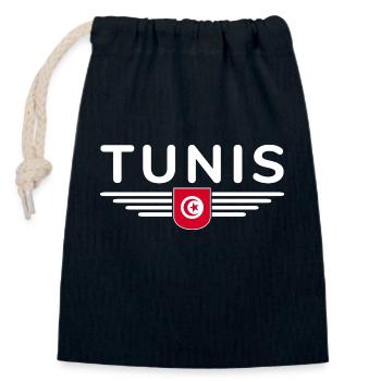 Tunis Design – Für Hauptstadtliebhaber - Verschließbarer Geschenkbeutel aus Baumwolle (14x20cm) - Navy - Vorne
