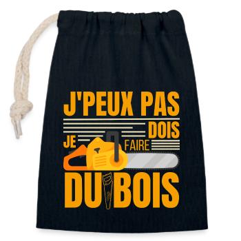 J'peux Pas Je Dois Faire Du Bois, Papa Forestier - Sac cadeau en coton avec cordon (14 x 20 cm) - bleu marine - Devant