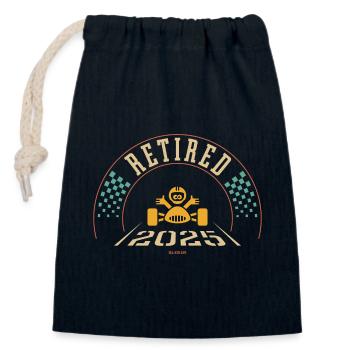 Retired 2025 (Rente / Ruhestand / 4C) - Verschließbarer Geschenkbeutel aus Baumwolle (14x20cm) - Navy - Vorne