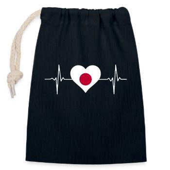 Japan Flag Heartbeat - Closable cotton gift bag (14x20cm) - navy - Front