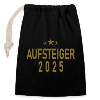 Aufsteiger 2025 - Verschließbarer Geschenkbeutel aus Baumwolle (14x20cm) - Schwarz - Vorne