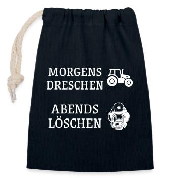 Landwirt & Feuerwehr - Verschließbarer Geschenkbeutel aus Baumwolle (14x20cm) - Navy - Vorne